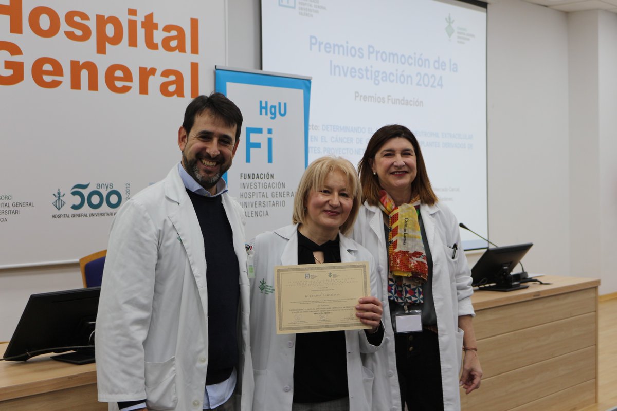 fihguv's tweet image. Premios Fundación Investigación 2024:

🏅 “Determinando el papel de las neutrophil extracelular traps en el #CáncerDeOvario mediante explantes derivados de pacientes. Proyecto #NETDEX”.

🔬 Investigadora principal: Cristina Aghababyan
#Ginecología #Obstetricia
