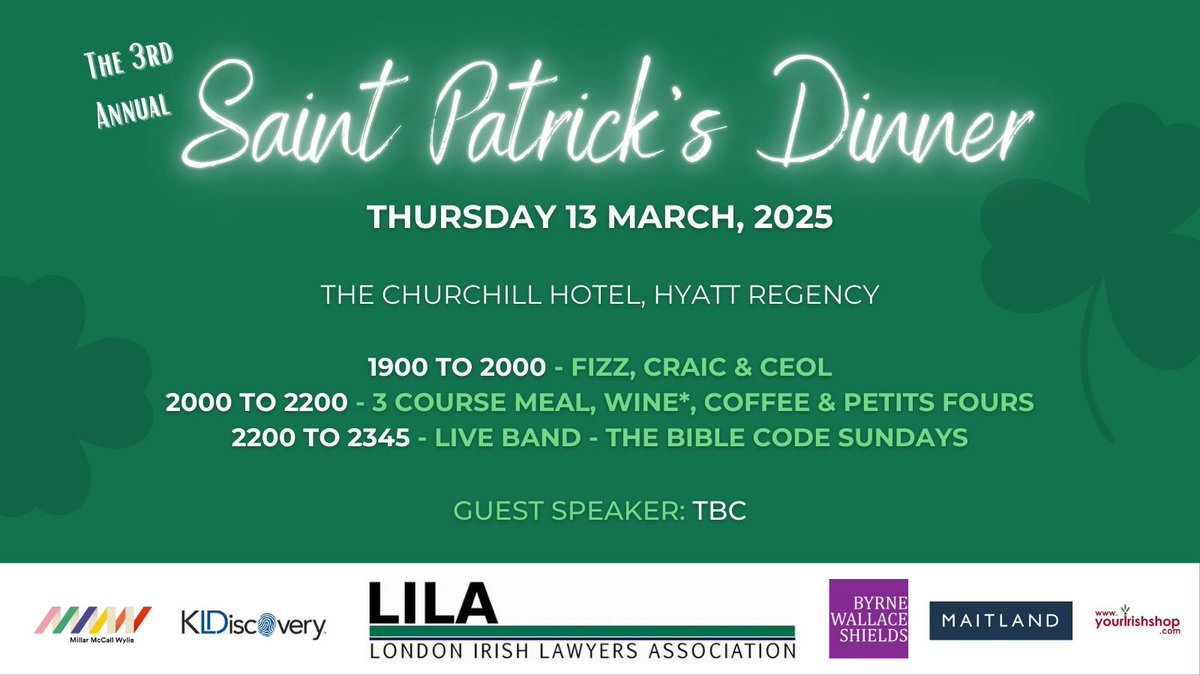 Tickets are now on sale for out 3rd Annual St Patrick's Dinner - see the link below to our Linked In post and Eventbrite page. 

#LILA 

linkedin.com/posts/london-i…