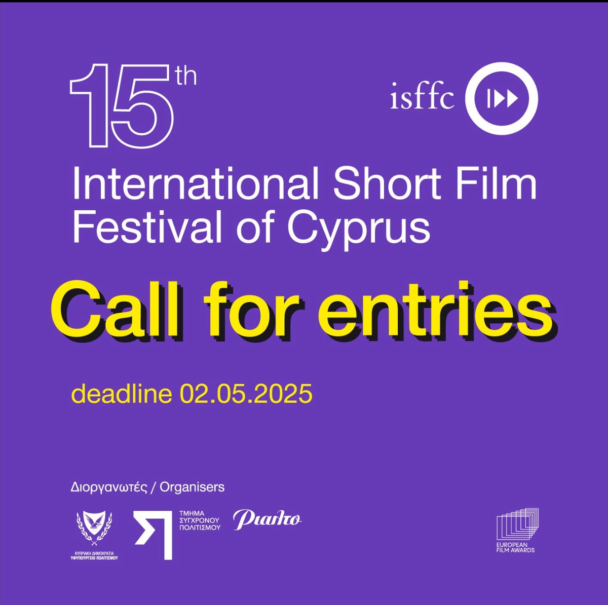 CyprusinUkraine's tweet image. The 15th International Short #Film Festival of 🇨🇾#Cyprus is ready to receive your entries! Calling on Ukraine 🇺🇦film producers:
⏳Submit your shorts until 2 May 2025
ℹ️ For more info please visit:
isffc.com.cy/post/call-for-…
#shortfilmfestival #isffc2025