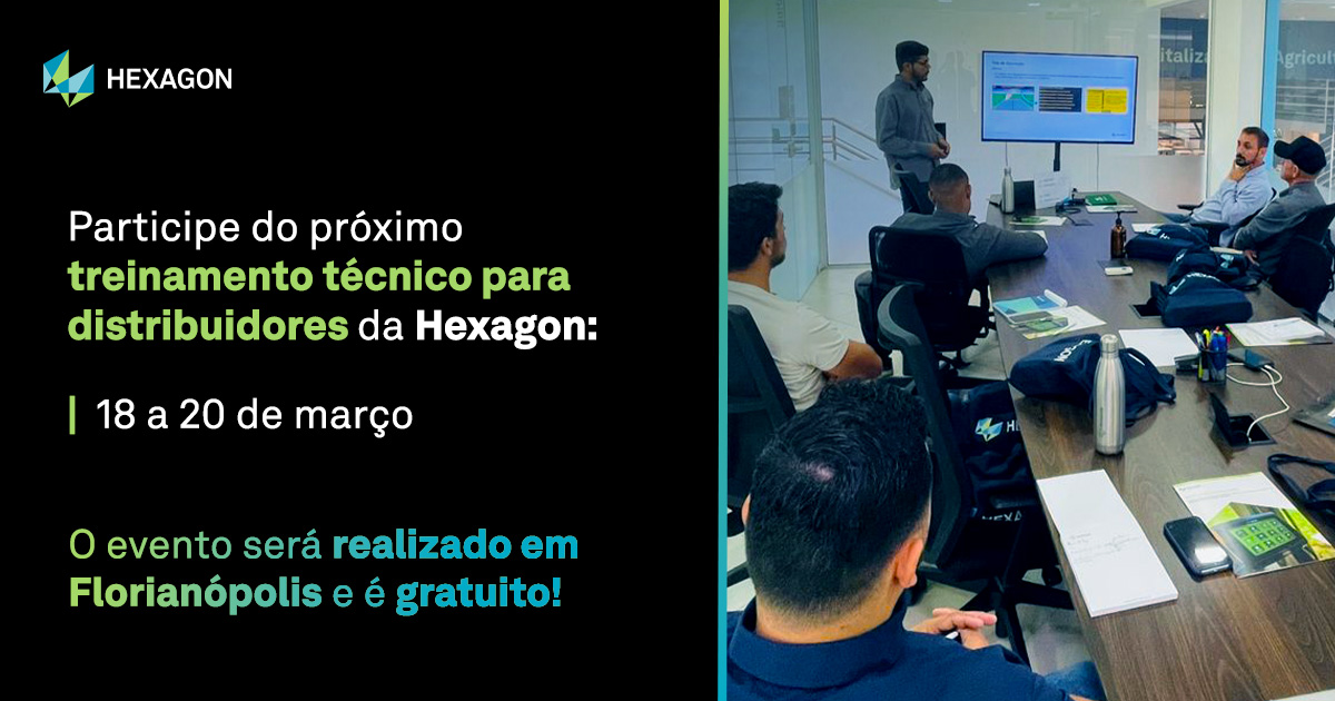 O próximo treinamento técnico da Hexagon está chegando. Para participar do evento, que acontecerá em Florianópolis e é gratuito, é necessário se inscrever através do nosso site e confirmar a sua presença, por e-mail, 30 dias antes do evento. Acesse hxgn.biz/3ym1kXK.