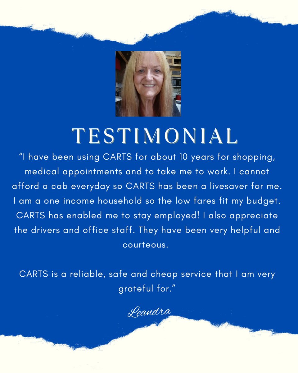 CARTSTransit's tweet image. We love hearing from our clients! Thank you Leandra for your kind words!