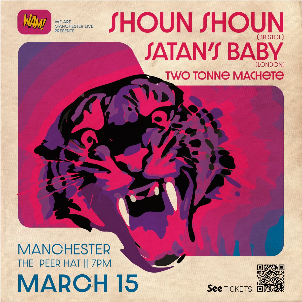 Wearemanchester (@wearemanchester) on Twitter photo Grab your tickets for <a href="/The_Peer_Hat/">The Peer Hat</a> for #Wearemanchesterlive!
February: <a href="/sourflakeuk/">SOURFLAKE</a> & #Enumaelish
March: 2 bands from down south (including a few musicians from <a href="/NME/">NME</a> darlings <a href="/Chikinki_UK/">Chikinki UK</a>): <a href="/ShounShounUK/">Shoun Shoun</a> & #Satansbaby supported by MCR band #twotonnemachete. Grab your tickets for <a href="/The_Peer_Hat/">The Peer Hat</a> for #Wearemanchesterlive!
February: <a href="/sourflakeuk/">SOURFLAKE</a> & #Enumaelish
March: 2 bands from down south (including a few musicians from <a href="/NME/">NME</a> darlings <a href="/Chikinki_UK/">Chikinki UK</a>): <a href="/ShounShounUK/">Shoun Shoun</a> & #Satansbaby supported by MCR band #twotonnemachete.