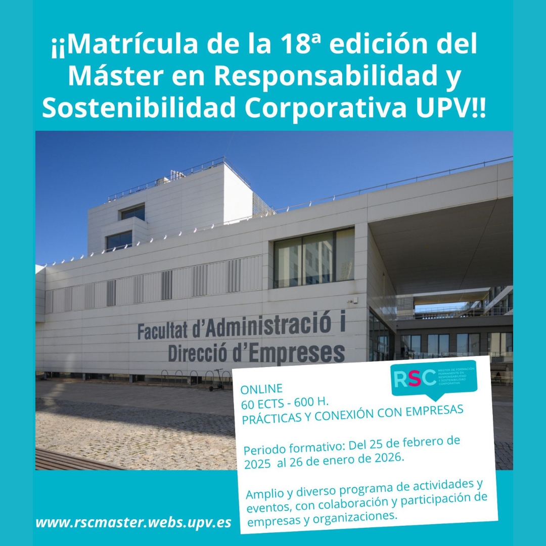 Máster RSC UPV (@masterrscupv) on Twitter photo Si quieres formarte o reforzar tu especialización en sostenibilidad con conocimientos, competencias, herramientas estratégicas y de gestión y una gran red de contactos, puedes hacerlo con el programa universitario más completo, en <a href="/UPV/">Universitat Politècnica de València</a>
¿Quieres saber más?▶️rscmaster.webs.upv.es Si quieres formarte o reforzar tu especialización en sostenibilidad con conocimientos, competencias, herramientas estratégicas y de gestión y una gran red de contactos, puedes hacerlo con el programa universitario más completo, en <a href="/UPV/">Universitat Politècnica de València</a>
¿Quieres saber más?▶️rscmaster.webs.upv.es