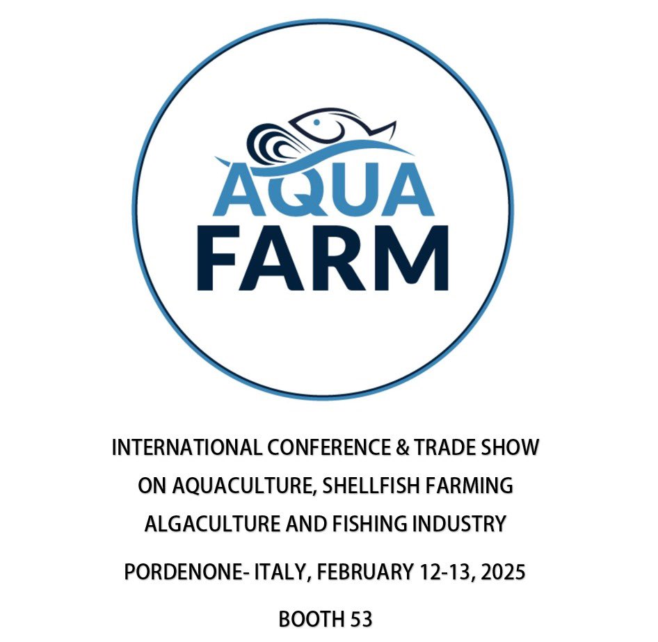 12-13 Şubat 2025 tarihlerinde , İtalya nın Pordenone şehrinde düzenlenecek olan uluslararası su ürünleri yetiştiriciliği, alg yetiştiriciliği ve balıkçılık endüstrisi konferans ve ticaret fuarı olan AquaFarm 2025 fuarında, 53 nolu standımızdayız. Ziyaretinizi bekliyoruz!.