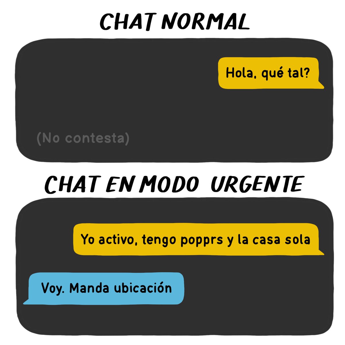 only_masc's tweet photo. ¿Qué frases en modo chat urgente conoces que siempre funcionan? 😆 https://t.co/7dmr8xxX6F