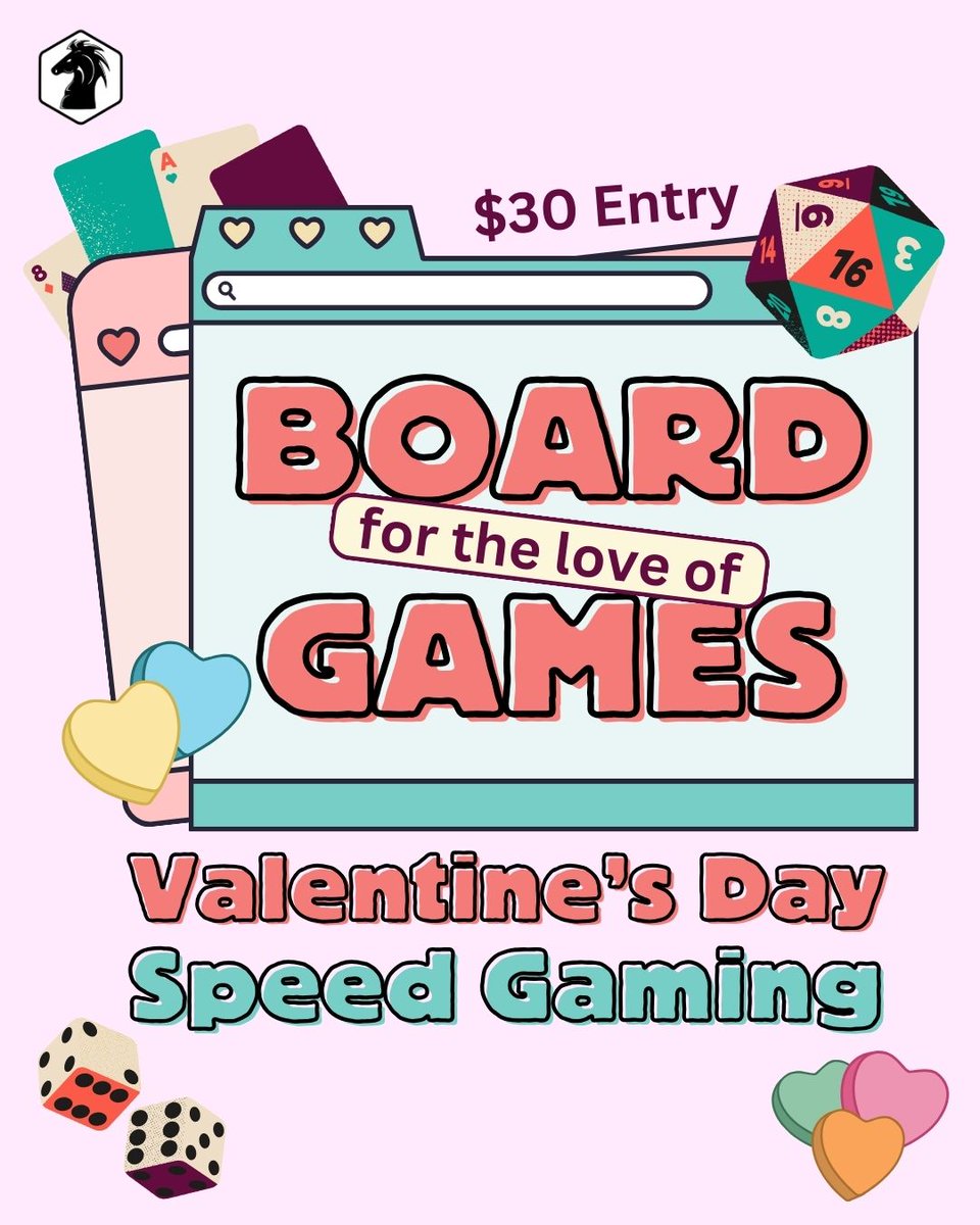 Find your (board game) soulmate, have some snacks, and perhaps find some new gaming friends at our Valentine's Day Speed Geeking event! With snacks, great prizing, and more this is a sure fire way to spend a Saturday! Pre-register @ boardgames.ca

#flgs #valentinesday