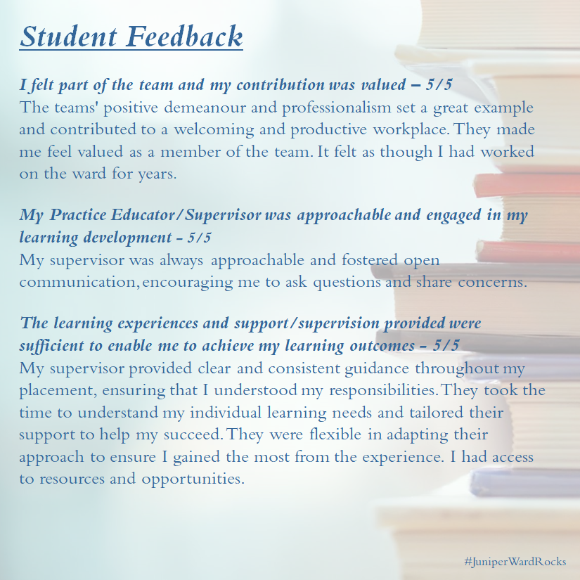 #FeedbackFriday #JuniperWardRocks Some really positive feedback from our patients and a student. #GoodJob