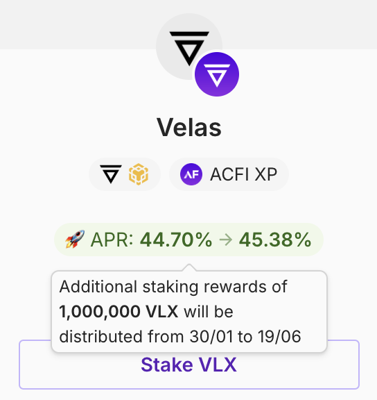 AccumulatedFi's tweet photo. @NahuelLivorno @ervichov @VelasBlockchain It's extra incentives for active liquid staking users in a form of boosted APR https://t.co/oG8fpNGkWi
