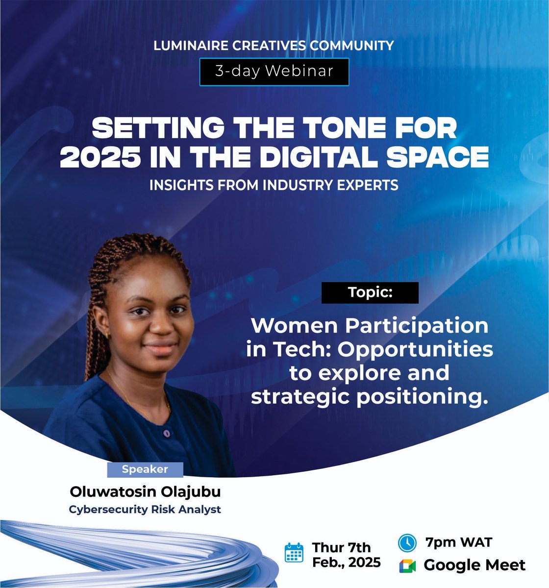 luminaireca's tweet photo. It's day 2 of Luminaire Webinar &amp; we to have two incredible women, experts in their fields, sharing their insights with us today

Whether in #cybersecurity or #Blockchain, there are boundless opportunities for women.
#WomenInTech  #womeninblockchain #womenincybersecurity https://t.co/RSPHeVhyhS