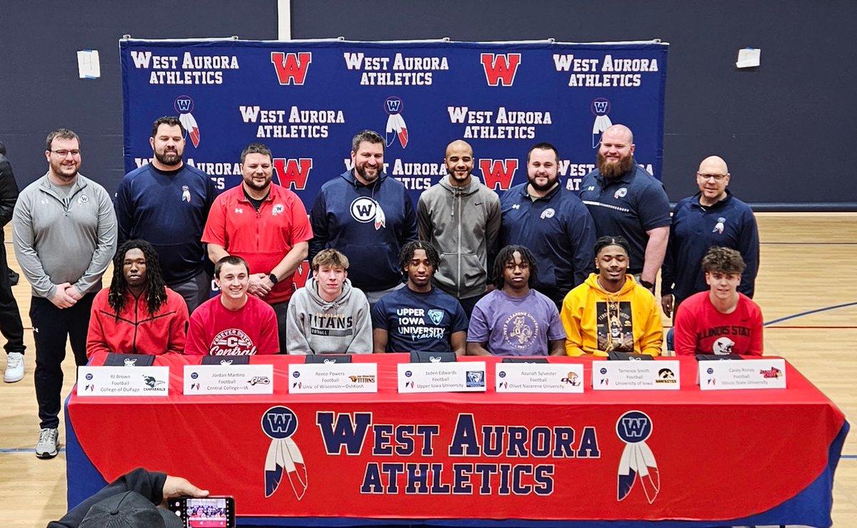 West Aurora Football (@wablackhawkfb) on Twitter photo 25’ signees so far:
🏈 <a href="/RJbrown571137/">RJ</a> w/ <a href="/Dupage_Football/">College of DuPage Football</a>
🏈 <a href="/jordanmartino22/">Jordan Martino</a> w/ @CUI_Football
🏈 <a href="/reece05658083/">reece powers</a> w/ <a href="/UWOFootball/">UW-Oshkosh Football</a>
🏈 <a href="/Jaden_A_Edwards/">Jaden Edwards</a> w/ <a href="/Upper_Iowa_FB/">Upper Iowa Football</a>
🏈 <a href="/Azuriah00/">Azuriah Sylvester</a> w/ <a href="/ONAZFootball/">ONU FOOTBALL</a>
🏈 <a href="/T_Smith2424/">Terrence Smith</a> w/ <a href="/HawkeyeFootball/">Hawkeye Football</a>
🏈 <a href="/caseyroney3/">Casey Roney</a> w/ <a href="/RedbirdFB/">Illinois State Football</a> 25’ signees so far:
🏈 <a href="/RJbrown571137/">RJ</a> w/ <a href="/Dupage_Football/">College of DuPage Football</a>
🏈 <a href="/jordanmartino22/">Jordan Martino</a> w/ @CUI_Football
🏈 <a href="/reece05658083/">reece powers</a> w/ <a href="/UWOFootball/">UW-Oshkosh Football</a>
🏈 <a href="/Jaden_A_Edwards/">Jaden Edwards</a> w/ <a href="/Upper_Iowa_FB/">Upper Iowa Football</a>
🏈 <a href="/Azuriah00/">Azuriah Sylvester</a> w/ <a href="/ONAZFootball/">ONU FOOTBALL</a>
🏈 <a href="/T_Smith2424/">Terrence Smith</a> w/ <a href="/HawkeyeFootball/">Hawkeye Football</a>
🏈 <a href="/caseyroney3/">Casey Roney</a> w/ <a href="/RedbirdFB/">Illinois State Football</a>