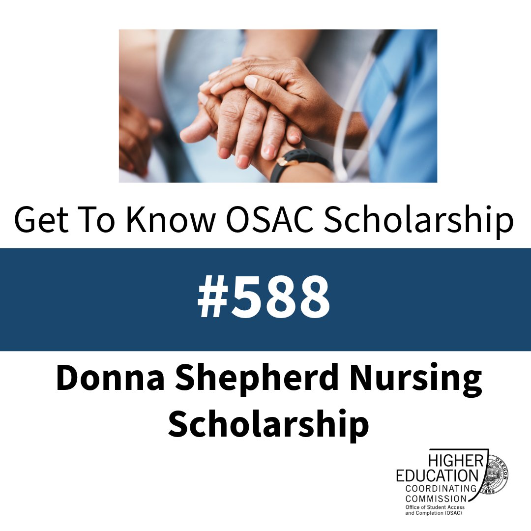 OSAC's tweet image. Scholarship #588- Donna Shepherd Nursing Scholarship
Explore the 600+ scholarships available in the OSAC Scholarship Catalog. Interested in this scholarship? You can save this scholarship in Section 2 of their application.
Learn more at: osacapps.hecc.oregon.gov/Catalog/Defaul…