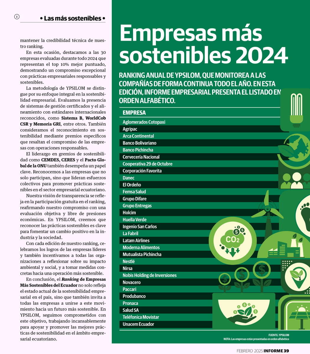 Somos una de las empresas Más Sostenibles del país, según la consultora <a href="/YpsilomRSE/">YPSILOM</a>, en un estudio publicado en diario <a href="/eluniversocom/">El Universo</a>

#AliadoDigitalDelEcuador🇪🇨