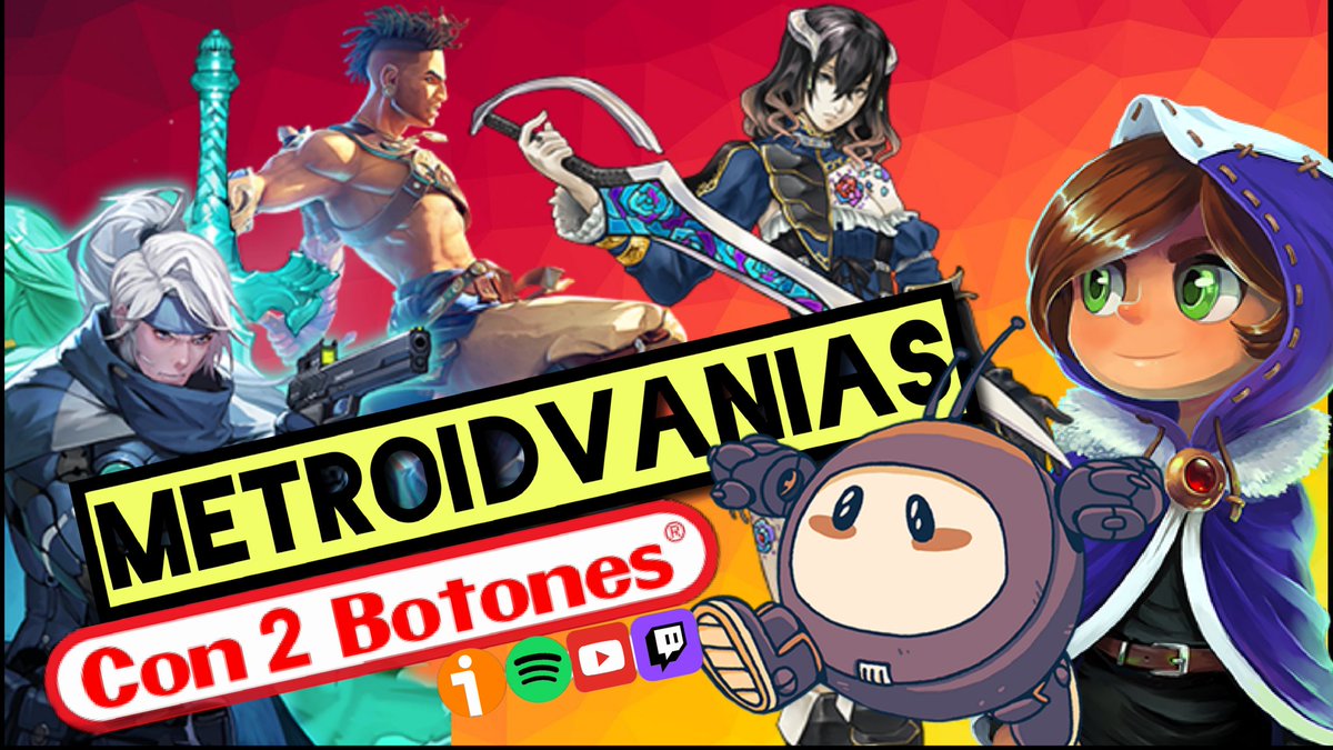 ‼️Este Domingo a las 16h‼️

⚔️METROIDVANIAS⚔️

Con los Canales:
🔸<a href="/outa_videogames/">OUTA</a> 
🔸<a href="/NoVoLoCo1/">NoVoLoCo</a> 
🔸<a href="/charlescolgao/">charlie</a>
🔸 <a href="/Kabuki_Goemon/">Kabuki</a>

🟪 Twitch:
twitch.tv/con2botones?sr…

⚠️Síguenos!!

#metroid #metroidvania #podcast #NintendoSwitch