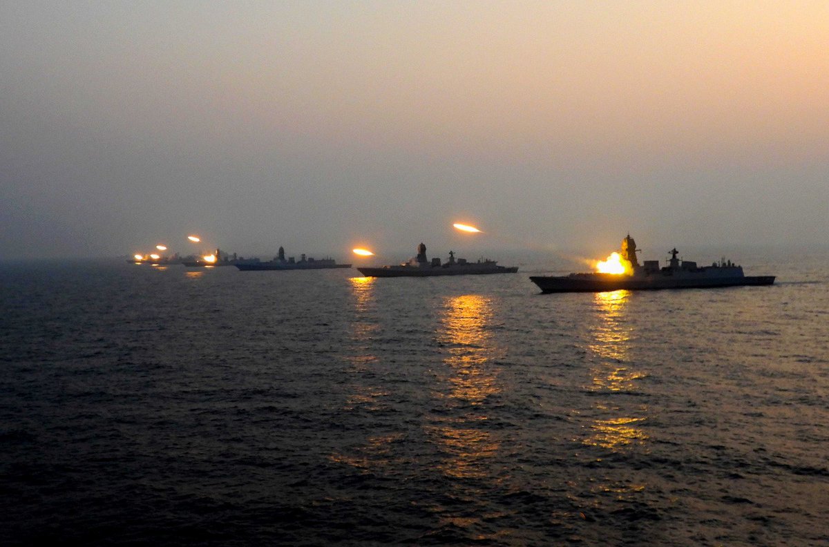 DefenceDecode's tweet photo. 📷 From the #IndianNavy's Theatre Level Operational Exercise #TROPEX 2025, in the Indian Ocean Region.

[ 📆 Jan to March 25] https://t.co/pL11hwkFgF