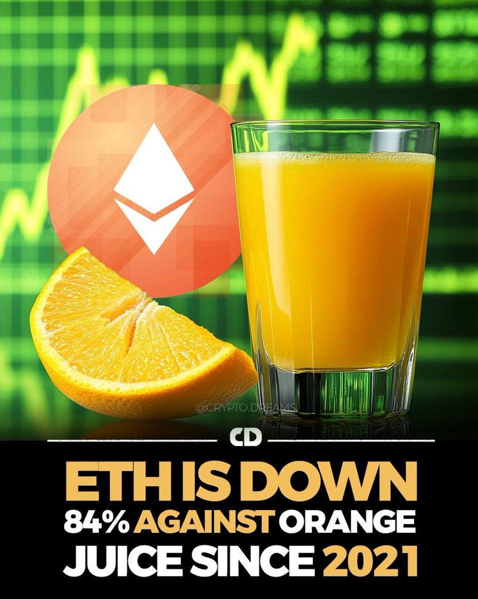 the_o_jose's tweet photo. Ok now in all seriousness is ts some kind of joke or what? Why TF is orange juice over performing $ETH? Crypto market got us all thinking about starting to trade fucking commodities. #CRYPTO $BTC $ETH #ALTCOINS https://t.co/mMMf4clx1b