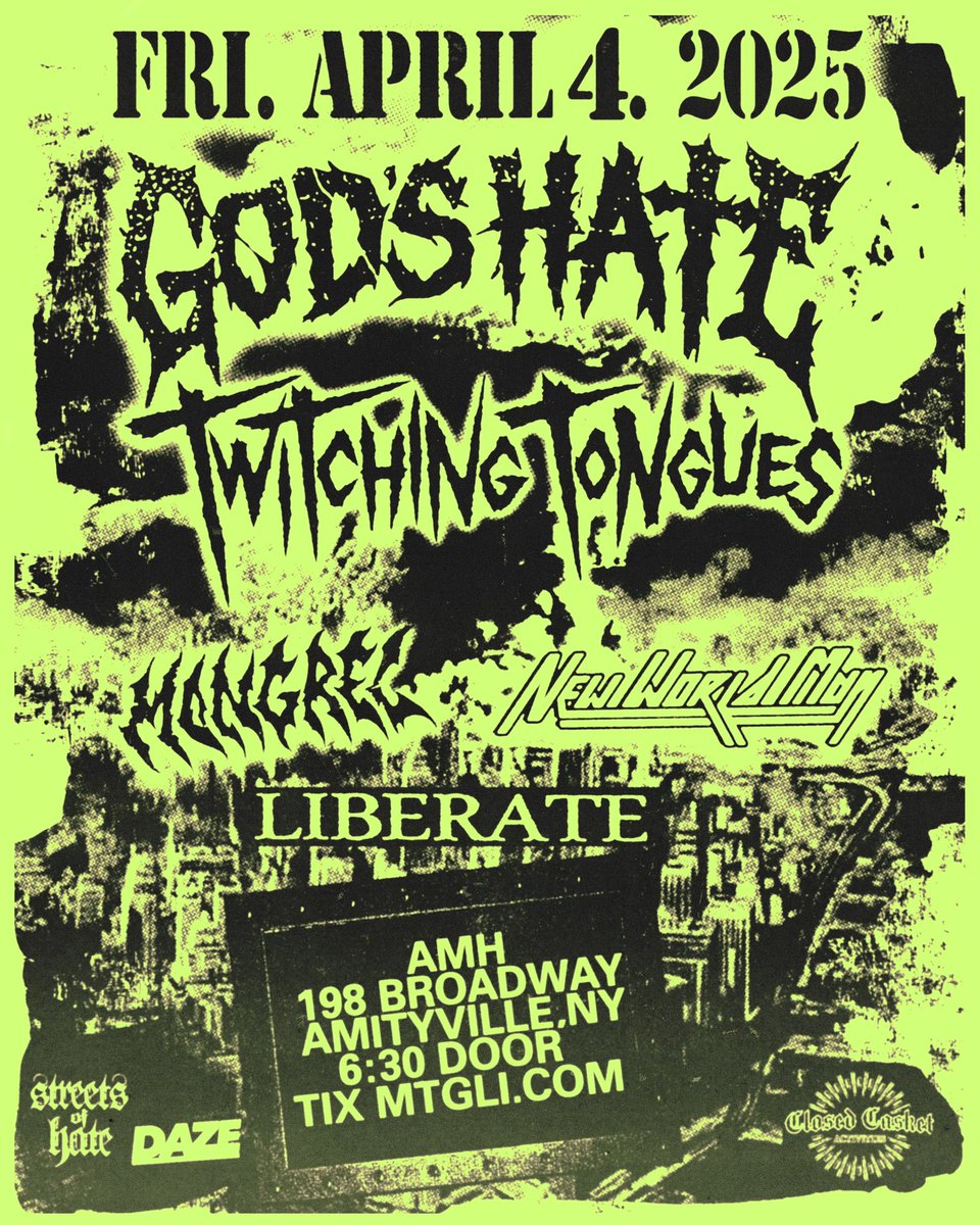 twtchngtongues's tweet image. Long Island & Philadelphia
With @GodsHate818, Mongrel and New World Man.
Tickets on sale now…
LI: etix.com/ticket/p/46286…
PHILLY: link.dice.fm/p56404744f8f