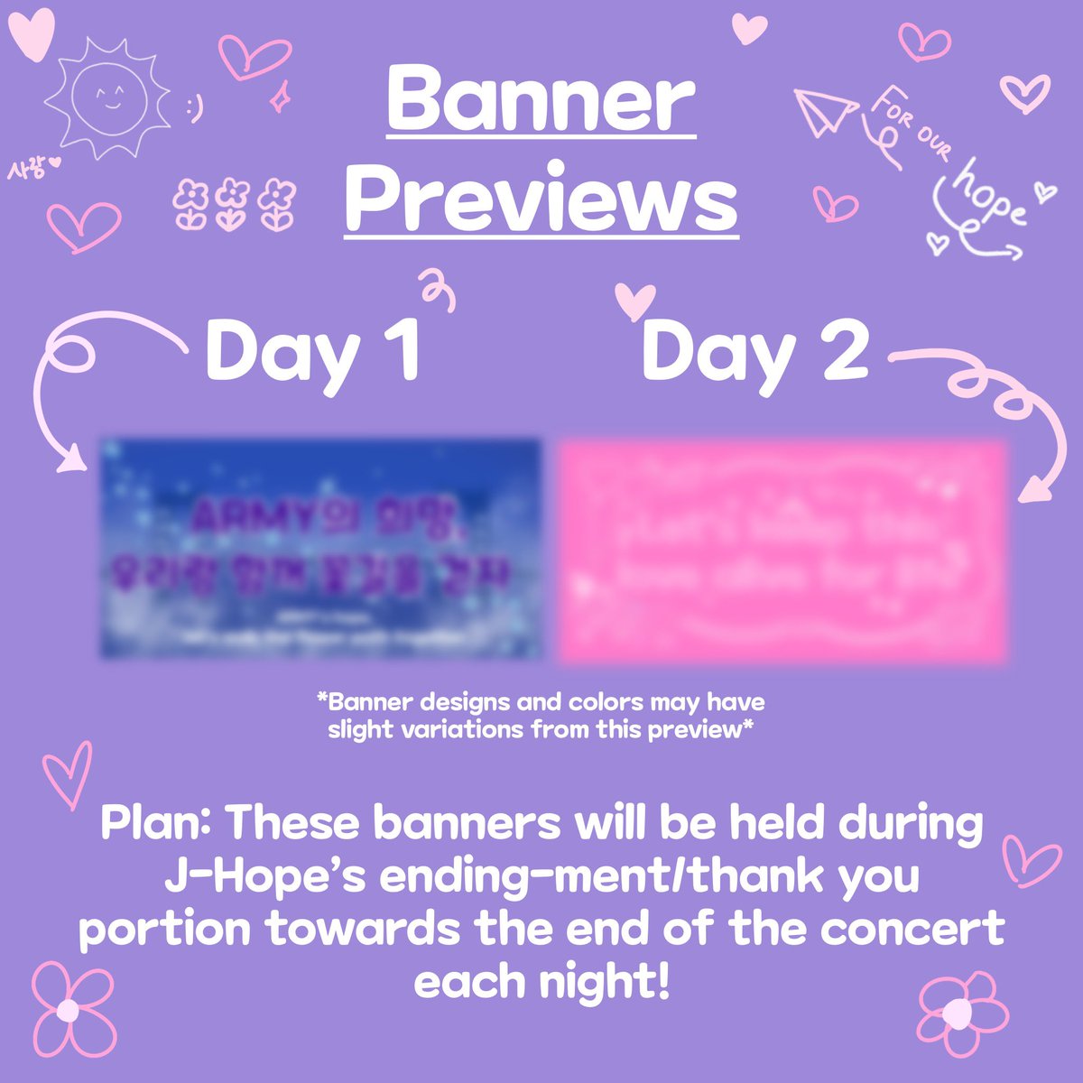 Surprise 2 Day Banner Event for J-Hope at Barclays Center, 3/13 &amp;  3/14! We want to kick off J-Hope’s tour with a message from ARMY with these banners💜 donation links can be found here! more updates to come~ linktr.ee/jhope_banner_p… #HOPE_ON_THE_STAGE_TOUR #jhope