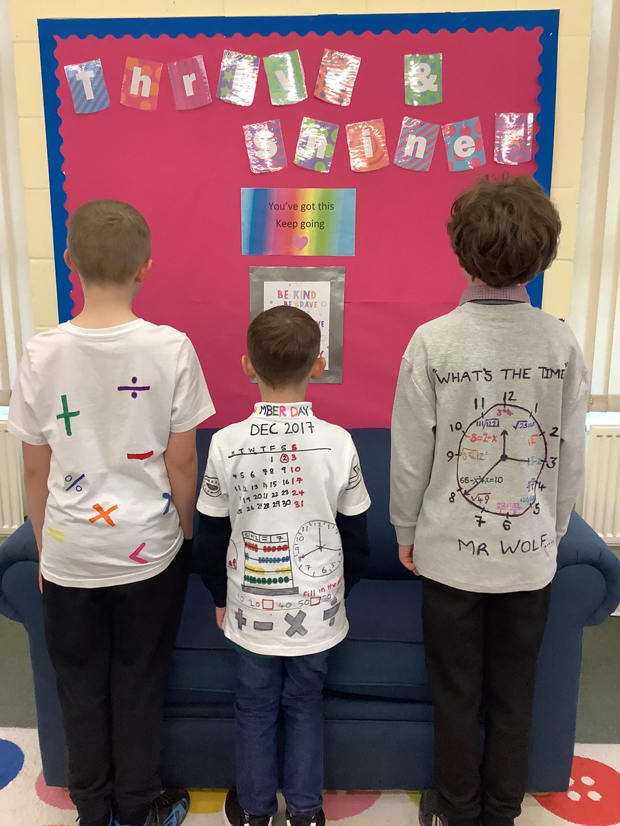 We had lots of fun at Pot Kiln celebrating the @nspcc_official Number Day, with Maths activities all around the school. Here are the winners of our design-your-own-T-shirt competition - some fantastic design skills on display! 
#numberday