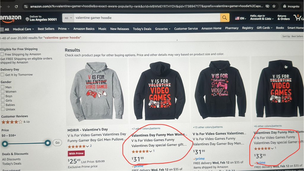 SasyNightingale's tweet photo. “🎮❤️ Love is in the air… but so are video games! 😆 Our V is for Videogames hoodies made it to the Best Seller page just in time for Valentine’s! 🏆🔥 Grab yours now  https://t.co/HIyhPSwMt5 and level up your style! 🎧💘 #bestseller #gamers #amazonfinds #ValentinesGift ” https://t.co/a35jjF7jfL