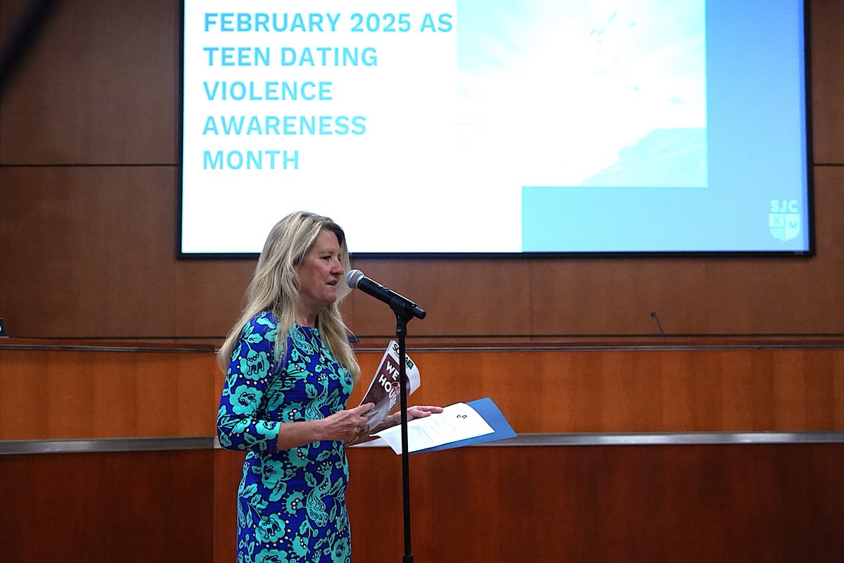 StJohnsCounty's tweet image. 📣 Commissioner Joseph Presents Proclamation recognizing February 2025 as #TeenDatingViolenceAwarenessMonth.

After becoming a victim in 2023, Schemitz has dedicated herself to raising awareness about what unhealthy relationships look like. ♥️ 

#MySJCFL #MadisonStrong