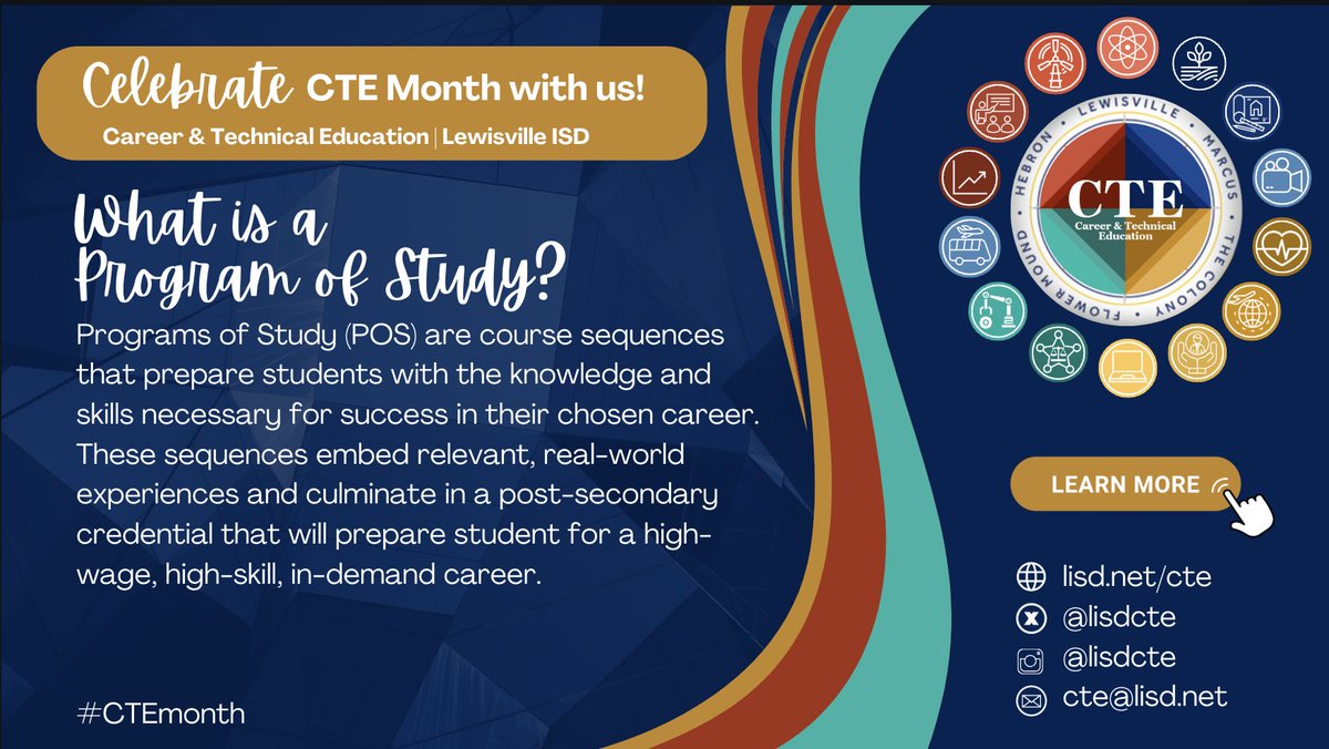 Programs of Study are structured to help Ss dive deep into specific careers, gaining both classroom knowledge &amp; hands-on experience. Whether it's healthcare, IT, business, or the trades, these programs give Ss the skills &amp; certifications needed to succeed in high-demand careers.
