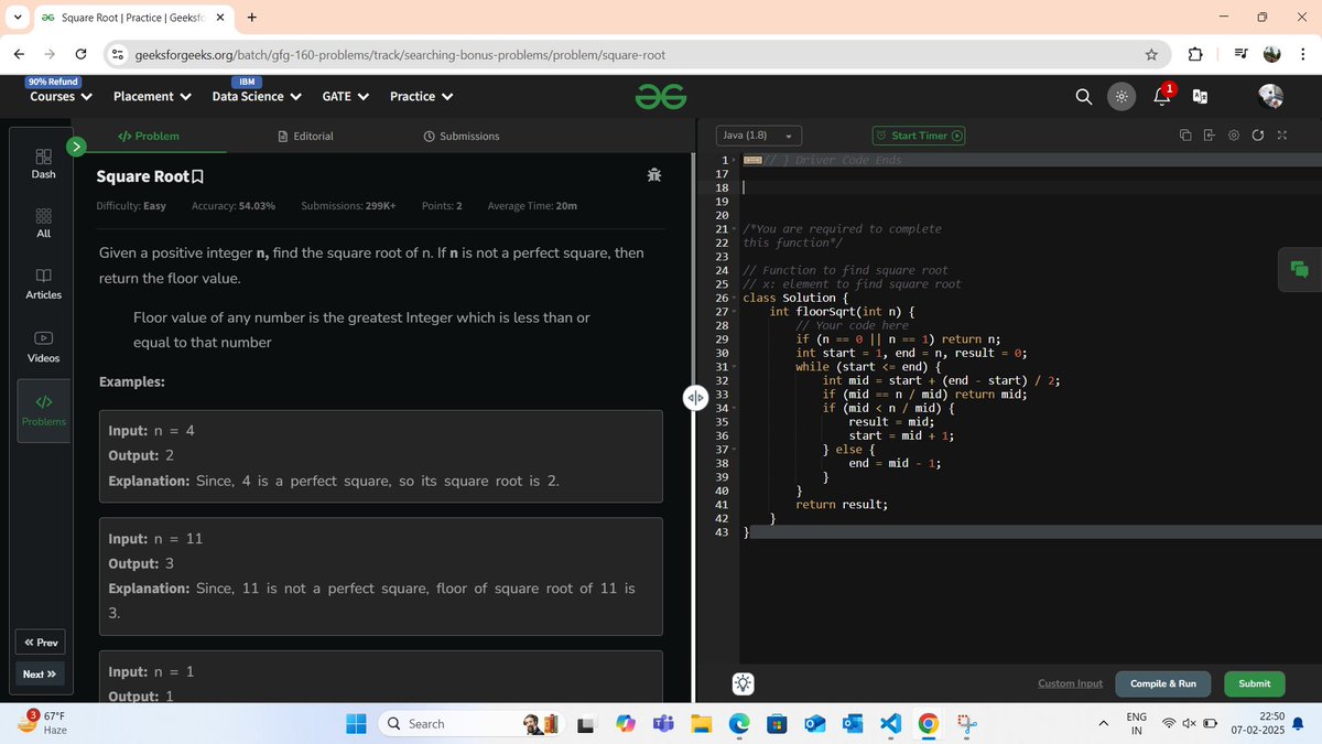 khandolly378's tweet photo. Mastered searching techniques! ππ₯ Completed the bonus searching problems of #gfg160 challenge daily. Another step forward in the #geekstreak2024 challenge! π #searchingchallenge #coding #dsa #problemSolving #geekstreak2025 @geeksforgeeks @sandeep_jain https://t.co/mwhjowrM9t