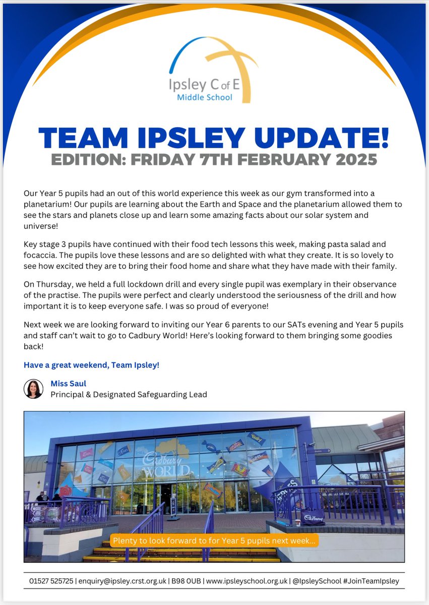 Another brilliant week to look back on, another exciting week ahead as half term draws closer! Read all about it in this week’s Team Ipsley Update, on our website and in your inboxes now: