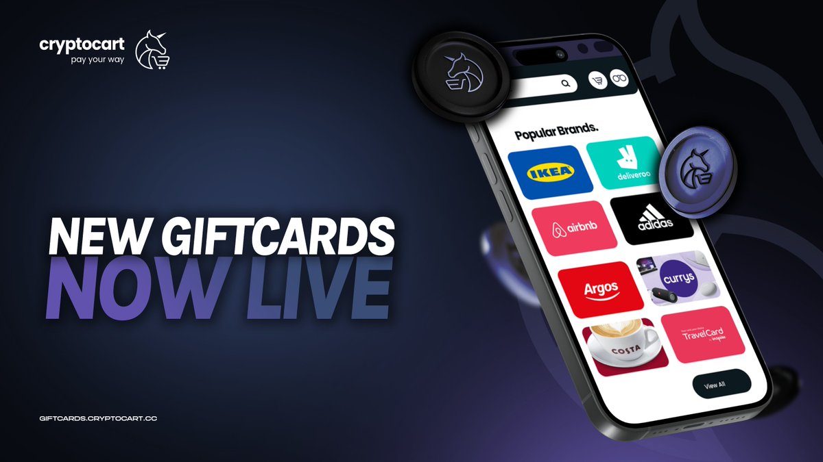 CryptoCartCC's tweet image. New week, new cards. 🚨
giftcards.cryptocart.cc
Not as much as our last batch, but an additional 70 cards have gone live on our platform, with the most popular being:
Walmart (2nd supplier) - Canada
PlayStation - Canada
Steam - India
Steam - USA
Steam - Ireland
League of…