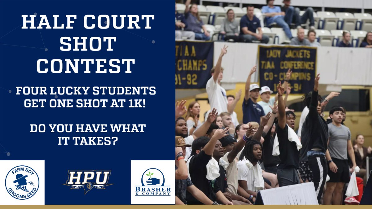 ATTENTION STUDENTS! 

We are extending our Half Court Shot Contest for our matchup tomorrow when LeTourneau comes to town. 

Rules are simple: 1. Like 2. Comment 3. Share/Repost

IT'S THAT EASY! 

Four lucky winners will be chosen by tonight! 

Good Luck!