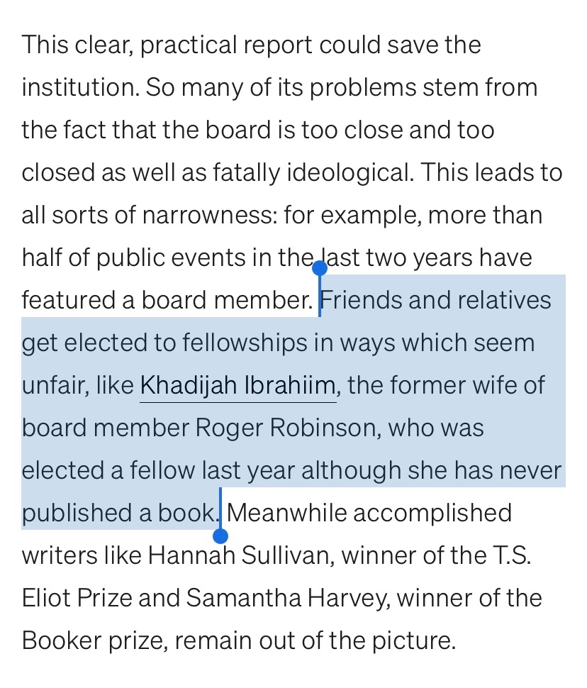 Just read the absolute bullshit published by <a href="/KateClanchy1/">Kate Clanchy</a> in <a href="/unherd/">UnHerd</a> claiming that the only reason Khadijah Ibrahiim was elected as an RSL fellow is because she is the former wife of Roger Robinson. First lie. You must think that all Black people are related