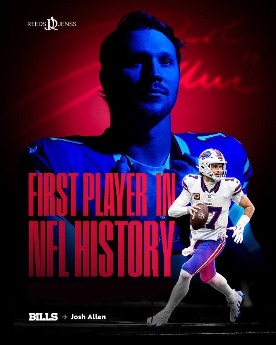 This season ALONE, Josh Allen:

- Was the first player in NFL history to have a passing TD, receiving TD, and rushing TD on two plays (and also a single game)

- Had the lowest % of plays with a sack, fumble, or INT (4.2%) since the merger.

- Including playoffs, played 12