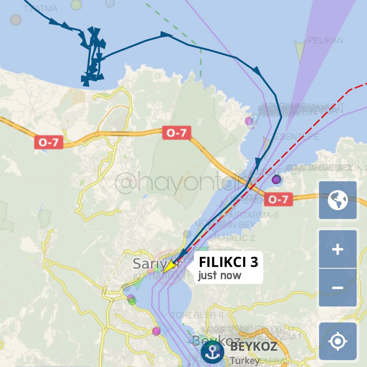#Karadeniz’deki olumsuz deniz/hava şartlarından dolayı Türkeli (Kilyos) demir sahasında akşam saatlerinde kıyıya doğru sürüklenmeye başlayan 🇰🇳 bayraklı #FİLİKCİ3 isimli ticari gemi yardım çağrısında bulundu ve sonra kendi makine gücü ile GTH onayıyla Kurtarma-7 refakatinde