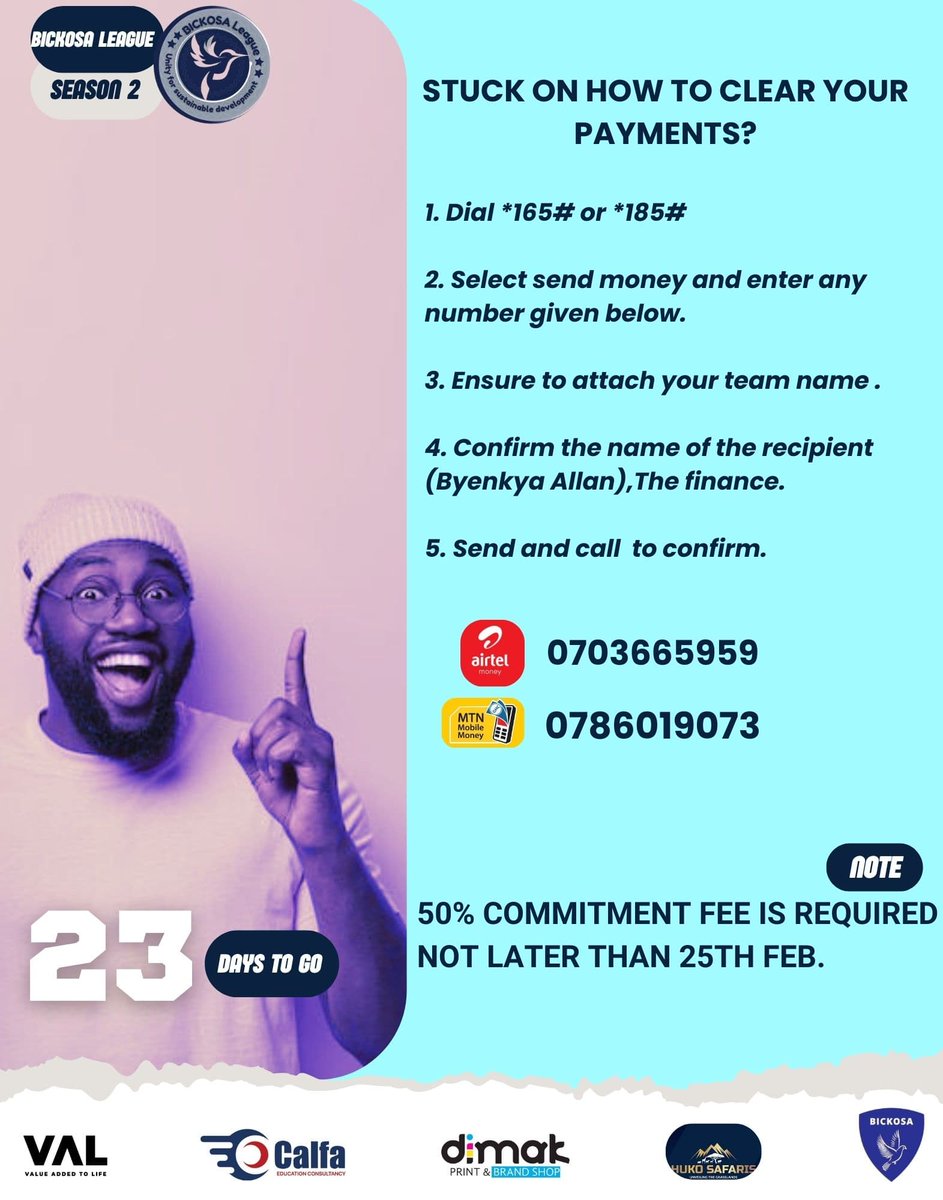 Transfer season is getting hotter as we draw closer to the season opener🔥🔥. However teams are reminded to pay the first installation of 450,000 ugx in time to aid preparations for the season.