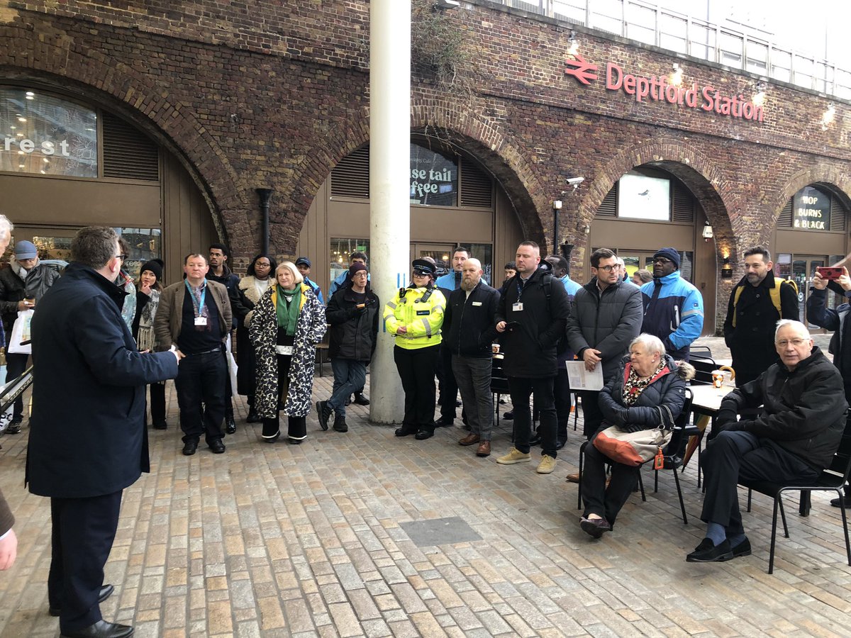 Steve White (@stevewhiterail) on Twitter photo As part of <a href="/railway200/">railway200</a>, today we celebrated London’s oldest station on London’s oldest railway.
<a href="/Se_Railway/">Southeastern</a> Deptford station🎂is 189 years old tomorrow.
I was joined by David Davidson of <a href="/NetworkRailSE/">Network Rail Kent & Sussex</a>, <a href="/MrTimDunn/">Tim Dunn</a> <a href="/christianwolmar/">Christian Wolmar</a> and <a href="/artmongers/">Artmongers</a>👇 As part of <a href="/railway200/">railway200</a>, today we celebrated London’s oldest station on London’s oldest railway.
<a href="/Se_Railway/">Southeastern</a> Deptford station🎂is 189 years old tomorrow.
I was joined by David Davidson of <a href="/NetworkRailSE/">Network Rail Kent & Sussex</a>, <a href="/MrTimDunn/">Tim Dunn</a> <a href="/christianwolmar/">Christian Wolmar</a> and <a href="/artmongers/">Artmongers</a>👇
