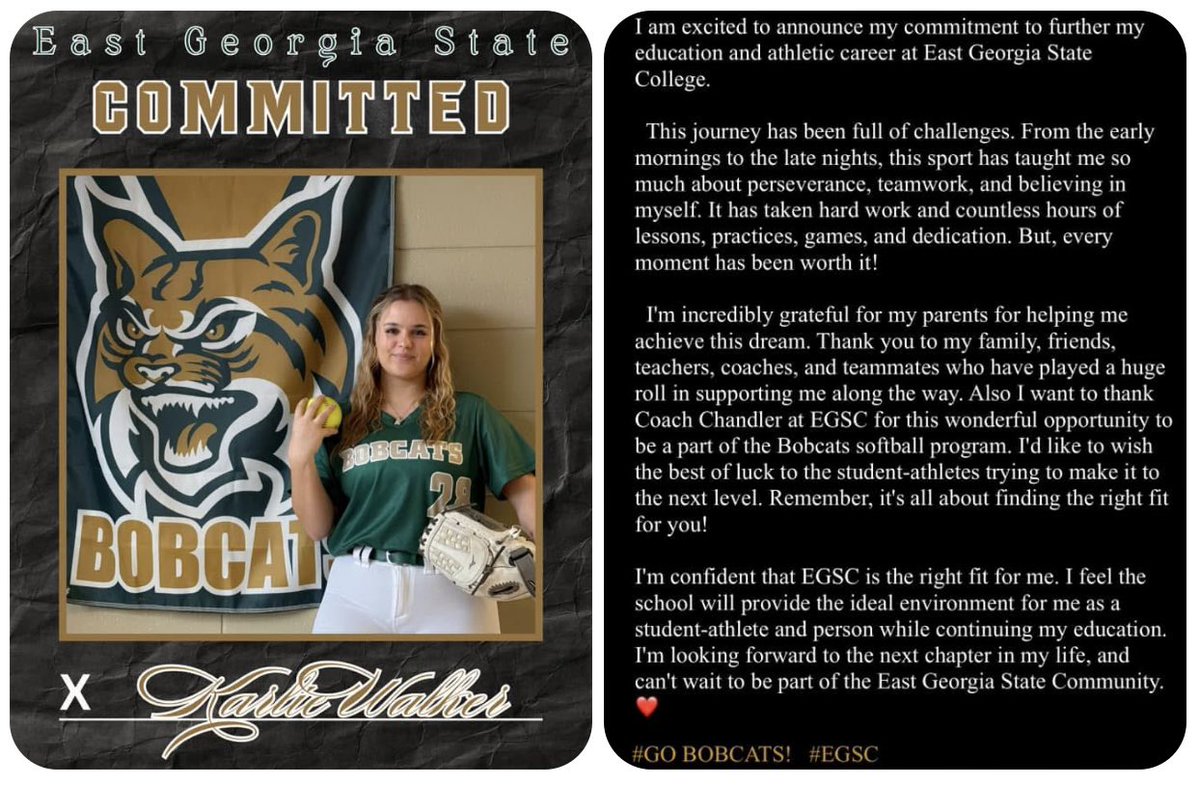 I am excited and blessed to announce this news. 
I found the right fit for me!
<a href="/5StarSnyder/">Shannon Snyder</a> <a href="/EastGaCollege/">East Georgia Campus - Georgia Southern University</a> <a href="/alexaa_chandler/">alexa chandler</a> <a href="/CavsSB/">Callaway Softball</a> <a href="/coach13reed/">Dalton Reed</a>