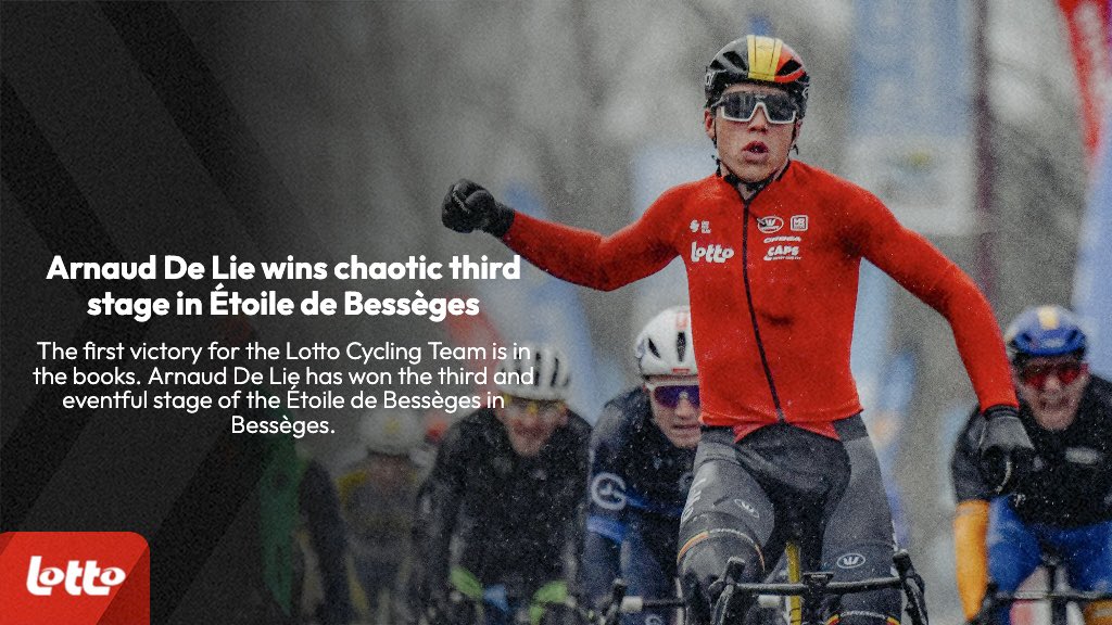 Lotto Cycling Team (@lottocycling_) on Twitter photo ๐ซ๐ท #EDB2025
<a href="/Arnaud_De_Lie/">Arnaud De Lie</a> wins chaotic third stage in <a href="/Etoile_Besseges/">Etoile de Bessรจges - Tour du Gard</a> ๐
Read more: lottocyclingteam.be/en/news/detailโฆ ๐ซ๐ท #EDB2025
<a href="/Arnaud_De_Lie/">Arnaud De Lie</a> wins chaotic third stage in <a href="/Etoile_Besseges/">Etoile de Bessรจges - Tour du Gard</a> ๐
Read more: lottocyclingteam.be/en/news/detailโฆ