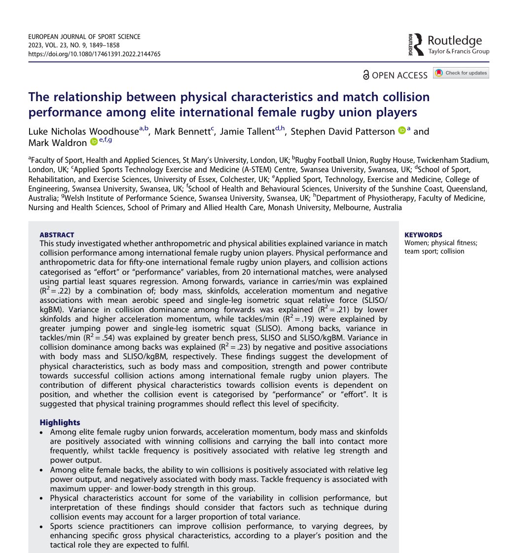 St Marys Centre for Applied Performance Sciences (@stmarys_caps) on Twitter photo <a href="/_JSAMS/">JSAMS</a> <a href="/Lukewoodhouse2/">Luke Woodhouse</a> <a href="/MarkWaldron13/">Dr Mark Waldron</a> <a href="/YourStMarys/">St Mary's University</a> <a href="/StMarys_SandC/">St Mary's S&C</a> <a href="/jamietallent/">Jamie Tallent</a> <a href="/stephen_patt/">Stephen Patterson</a> <a href="/RFU/">Rugby Football Union</a> <a href="/WorldRugby/">World Rugby</a> <a href="/JSportsSci/">Journal of Sports Sciences</a> The relationship between physical characteristics & match collision performance among elite international female rugby union players onlinelibrary.wiley.com/doi/10.1080/17… <a href="/EurJSportSci/">Euro J Sport Science</a> <a href="/MarkBennett07/">Mark Bennett</a> <a href="/_JSAMS/">JSAMS</a> <a href="/Lukewoodhouse2/">Luke Woodhouse</a> <a href="/MarkWaldron13/">Dr Mark Waldron</a> <a href="/YourStMarys/">St Mary's University</a> <a href="/StMarys_SandC/">St Mary's S&C</a> <a href="/jamietallent/">Jamie Tallent</a> <a href="/stephen_patt/">Stephen Patterson</a> <a href="/RFU/">Rugby Football Union</a> <a href="/WorldRugby/">World Rugby</a> <a href="/JSportsSci/">Journal of Sports Sciences</a> The relationship between physical characteristics & match collision performance among elite international female rugby union players onlinelibrary.wiley.com/doi/10.1080/17… <a href="/EurJSportSci/">Euro J Sport Science</a> <a href="/MarkBennett07/">Mark Bennett</a>