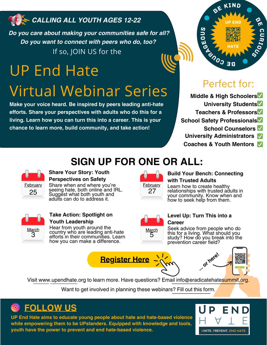 Special Edition Email Blast: UP End Hate Virtual Webinar Series - mailchi.mp/classroomswith…