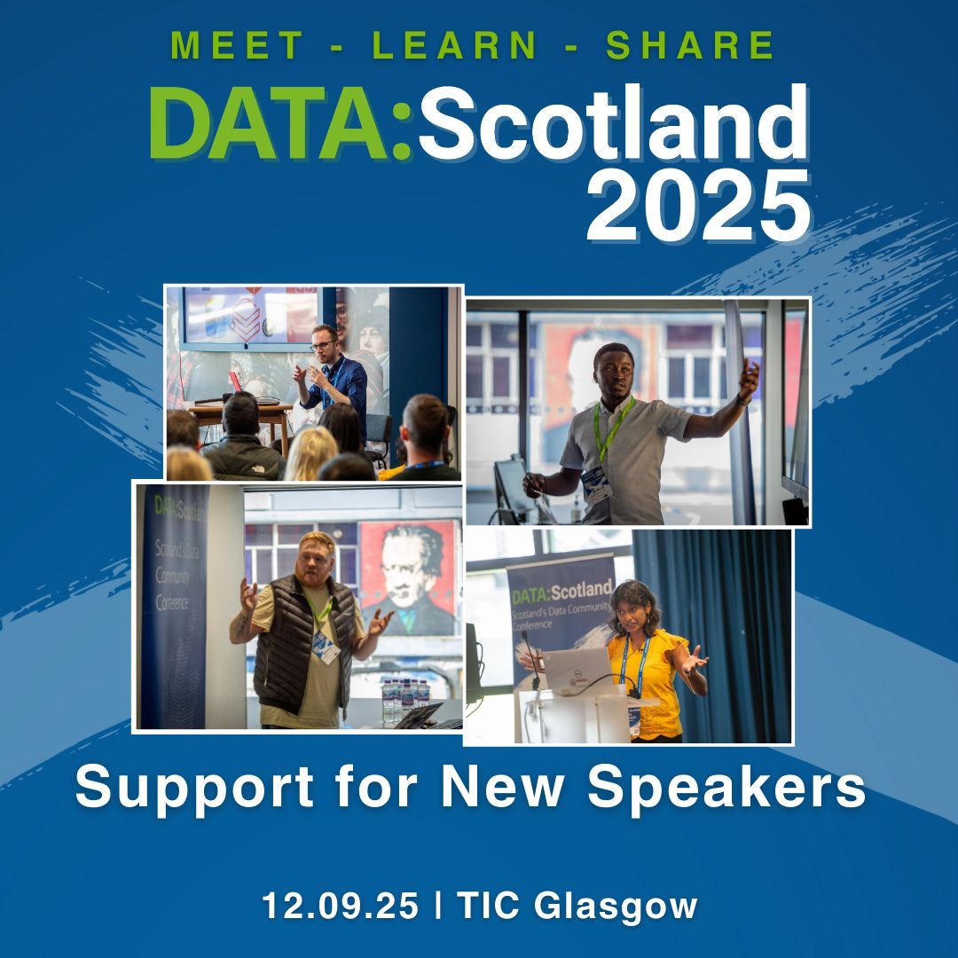 DATA:Scotland (@datascotland) on Twitter photo 10 days until the call for speakers for #DataScotland2025 opens! π
New to public speaking? We have a mentor programme to give you as much support as you need to start your journey.
If you'd like help submitting a session, DM us or reach out at theteam\<a href="/datascotland/">DATA:Scotland</a>.org ππ 10 days until the call for speakers for #DataScotland2025 opens! π
New to public speaking? We have a mentor programme to give you as much support as you need to start your journey.
If you'd like help submitting a session, DM us or reach out at theteam\<a href="/datascotland/">DATA:Scotland</a>.org ππ