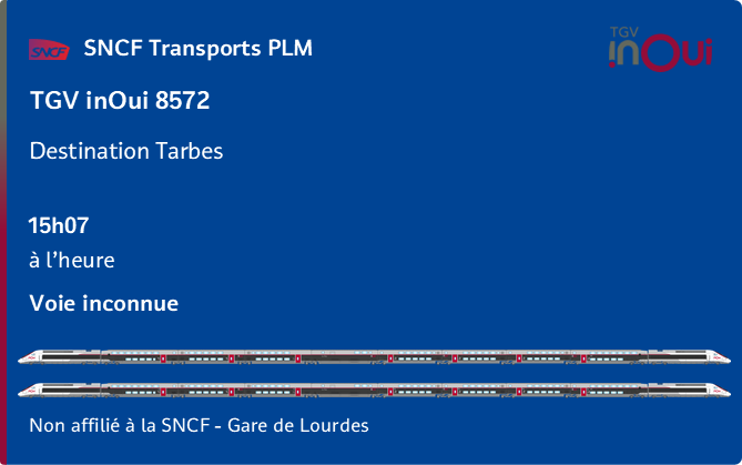 SncfTransports's tweet photo. #Lourdes
Le #TGV #inOui n°8572 à destination de #Tarbes et en provenance de #ParisMontparnasse https://t.co/fixHeplNC4
