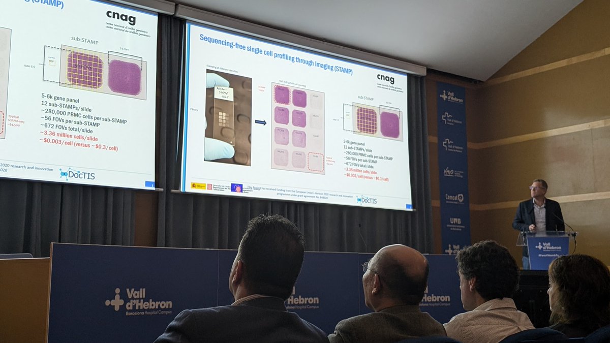 cnag_eu's tweet image. Today, we participated in the @DoctisEU 5th General Assembly meeting (@VHIR_)

🗣️@hoheyn, our Single Cell Genomics Group Leader, presented the results of WP4, which focuses on molecular data generation and our latest advancements

#IMID #IMIDResearch #DocTISProject