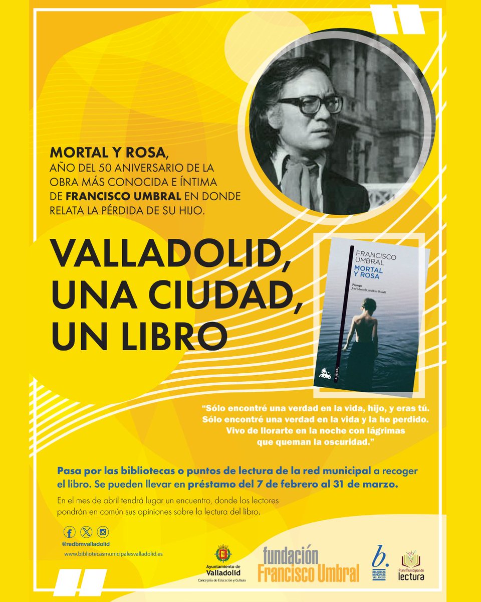 FundacionUmbral (@fundacionumbral) on Twitter photo La Fundación Francisco Umbral, en colaboración con el <a href="/AyuntamientoVLL/">Ayto. de Valladolid</a> , pone en marcha el proyecto: Valladolid, una ciudad, un libro. La Fundación Francisco Umbral, en colaboración con el <a href="/AyuntamientoVLL/">Ayto. de Valladolid</a> , pone en marcha el proyecto: Valladolid, una ciudad, un libro.