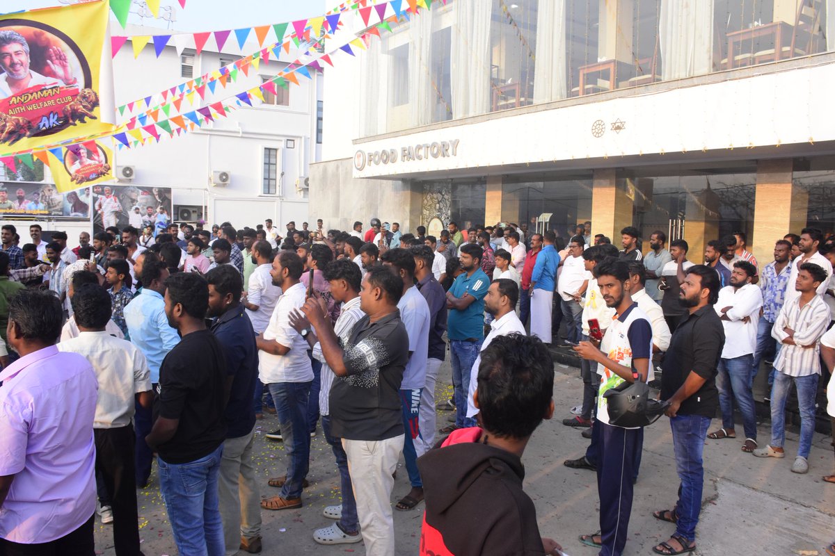 AkfansAndaman's tweet photo. Andaman Ajith welfare club #VidaamuyarchiFDFS  celebration @AJITHFC_TVMalai @prakashpins @ThalaAjith_FC @TrollywoodX https://t.co/qVVQt0LXJd