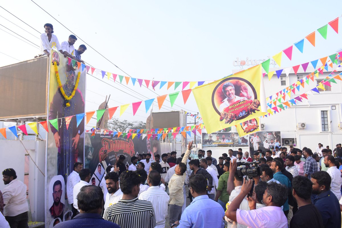 AkfansAndaman's tweet photo. Andaman Ajith welfare club #VidaamuyarchiFDFS  celebration @AJITHFC_TVMalai @prakashpins @ThalaAjith_FC @TrollywoodX https://t.co/qVVQt0LXJd