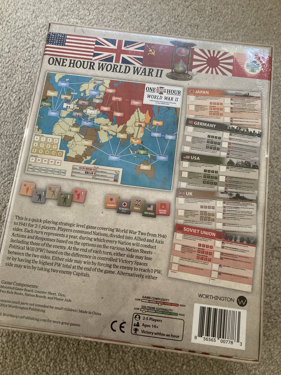 Excellent news! 
ONE HOUR: WORLD WAR II has just arrived in Nottingham UK. Can’t wait to sample its delights.