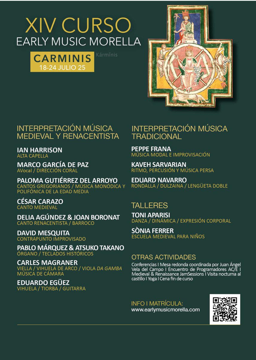¡Ya está aquí el cartel del Curso Early Music Morellal! 
¡Únete a nosotros y vive una experiencia inolvidable!