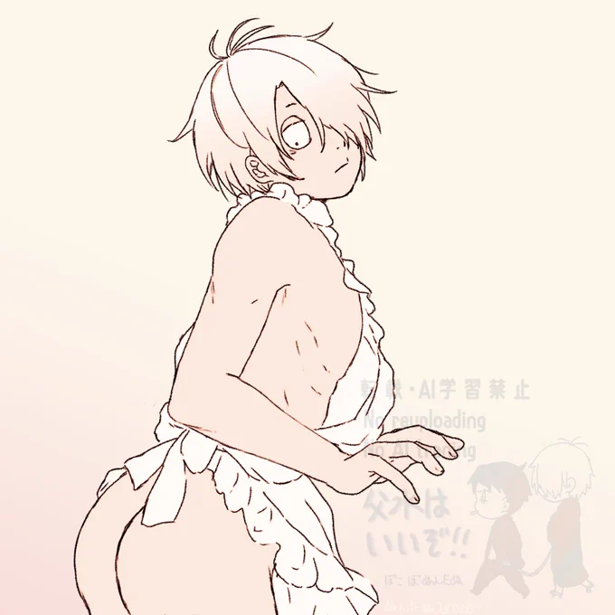 リプありがとうございました!私も生チョコ好きです! 父の裸エプロン描かせてもらいました〜