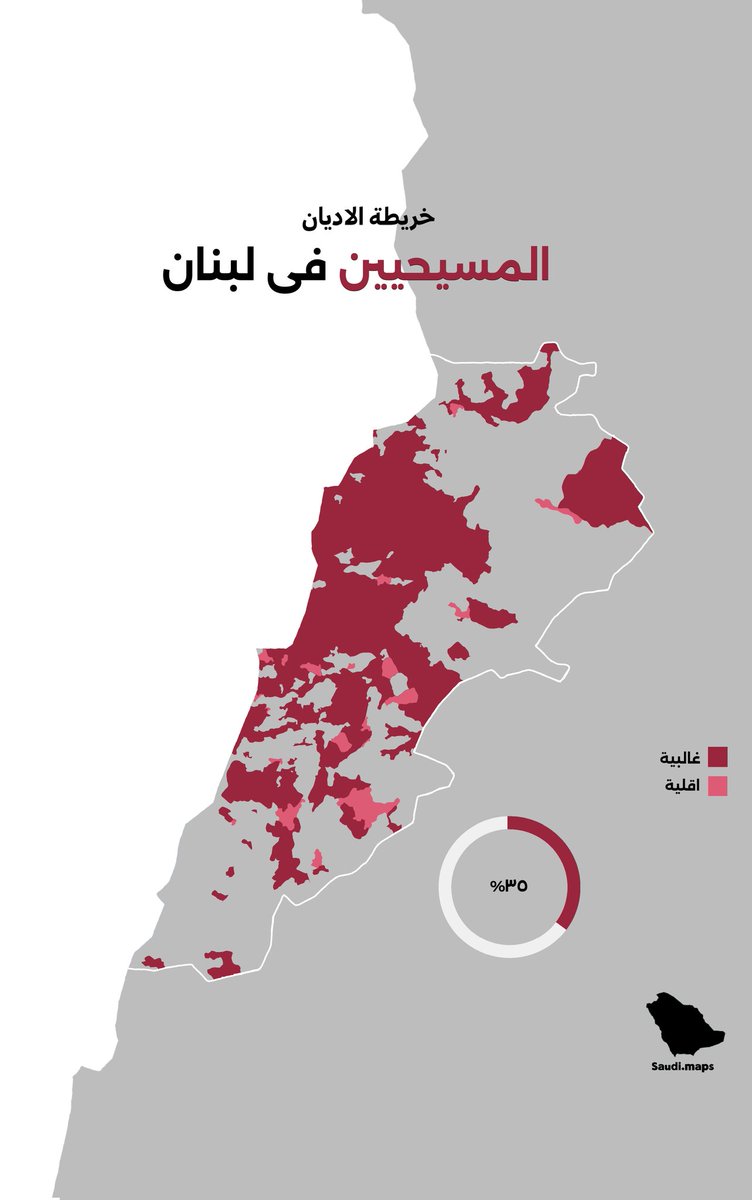 خريطة انتشار المسيحيين في لبنان