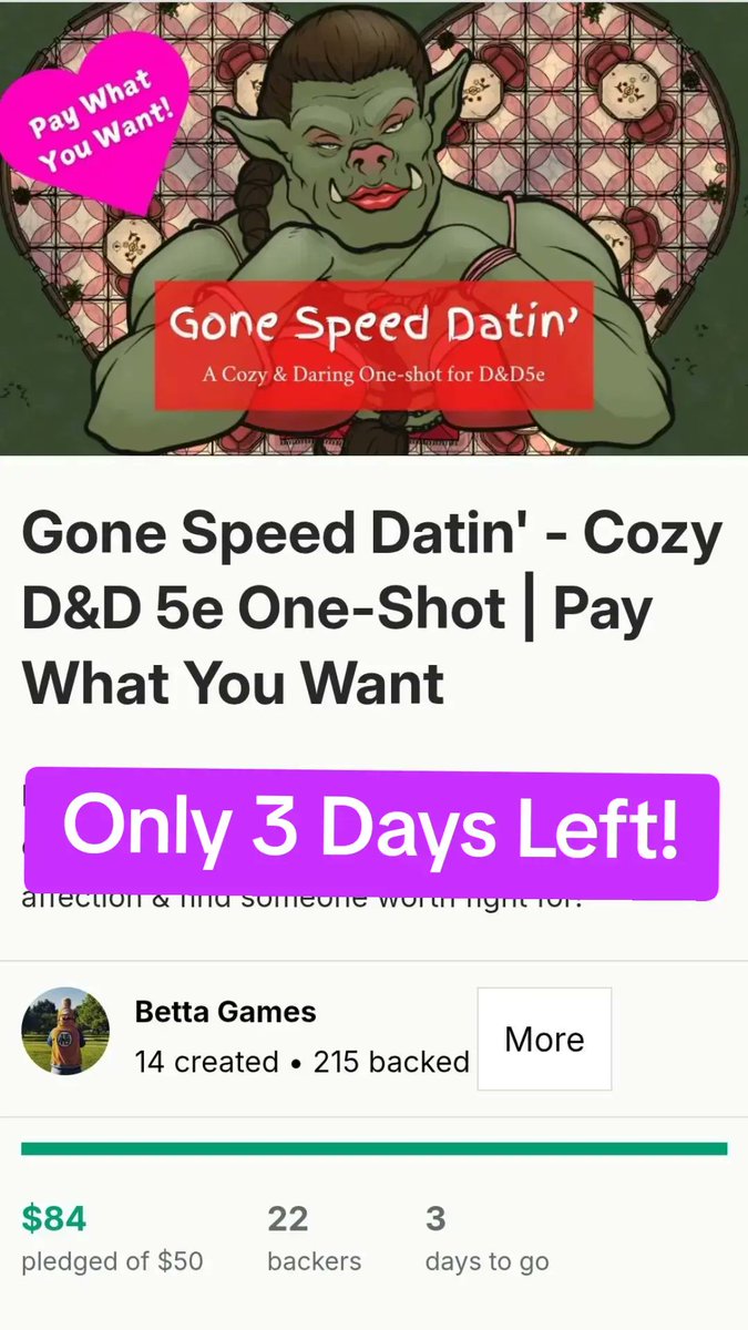 Time is running to grab your copy of our Pay What You Want one-shot! ⏰️

#dungeonsanddragons #ValentinesDay #dungeonmaster #dnd5e
