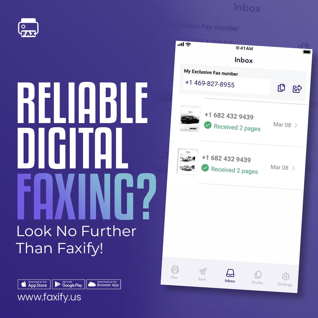 faxify_app's tweet image. Get your own exclusive fax number and enjoy the convenience of digital faxing, backed by reliability and security. Make the smart choice today with Faxify.
#ReliableFaxing #DigitalFaxing #Faxify #CloudFaxing #MobileFax #SecureDocumentSharing #BusinessSolutions #EfficientFaxing